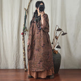 Emery Rose Dresses Loose Frog Buckle Robe Super Loose Floral Dress