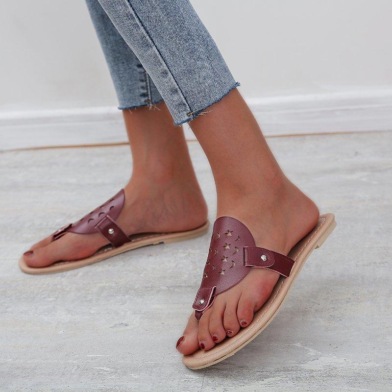 Women Open Toe Sandals Flats Summer Casual Flat Multi-Color Flip-Toe Large Size Shoes