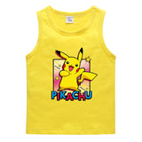 Children Pokemon Pikachu T Shirt Cotton Leisure Sports Sweat-Absorbent Vest