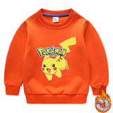 Children Pokemon Pikachu Hoodie Fleece Lined Padded Warm Keeping Sweatshirt