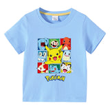 Children Pokemon Pikachu T Shirt Children's Summer Clothing Short Sleeve T-shirt Men's and Women's T-shirt