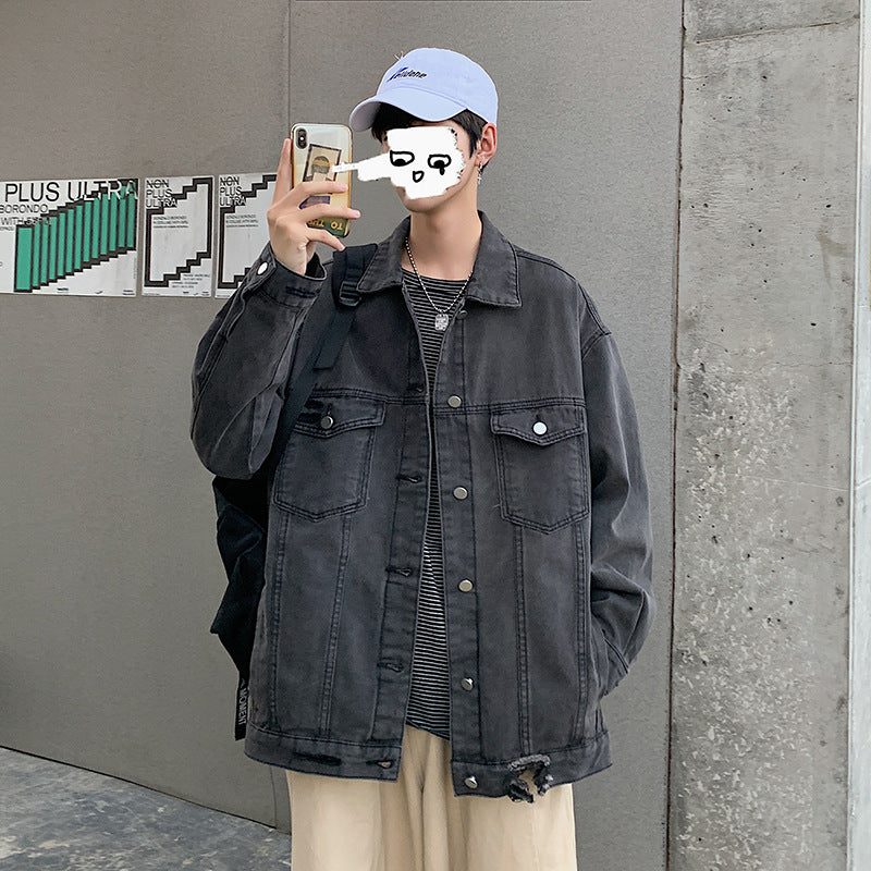 Men Denim Jacket Men's Loose Casual Jacket Autumn