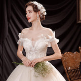 Women'S Evening Dress Ball Gown Princess Quinceanera Wedding Dresses Off-Shoulder Tulle Tutu Dress