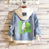 Comic Denim Jacket Dream Hooded Hoodie Long Sleeve Denim Jacket