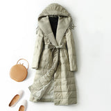 Women Winter Coats Puffer Jacket Down Coat Down Jacket Hooded Lace-Up Down Jacket Female White Duck Down Coat