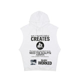 Men Sweater Vest Letter Print Sleeveless Sweater Vest Men's Loose Waistcoat Sports Hooded Vest