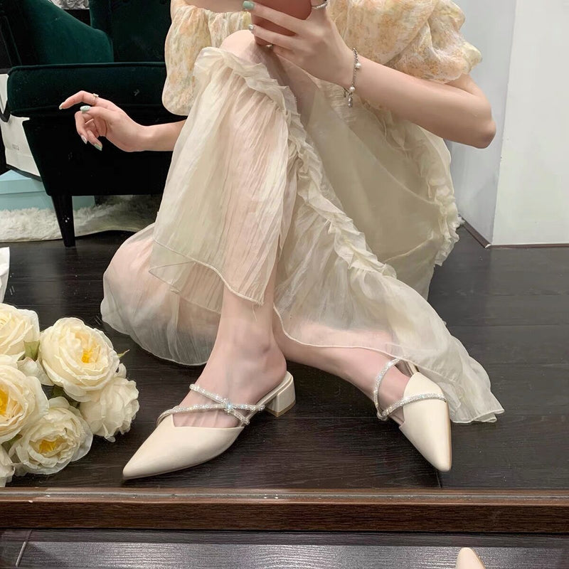 Nude Block Heels Closed Toe