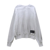 We11 Done Sweatshirts Autumn and Winter Gray Embossed round Neck Sweater for Men and Women