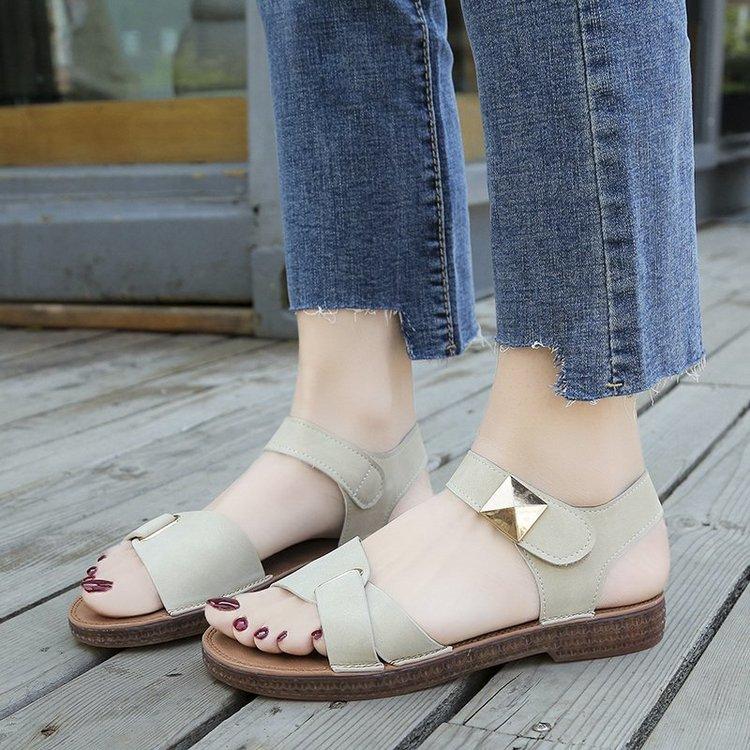 Women Open Toe Sandals Flats Summer Casual Roman Flat Heel Sandals
