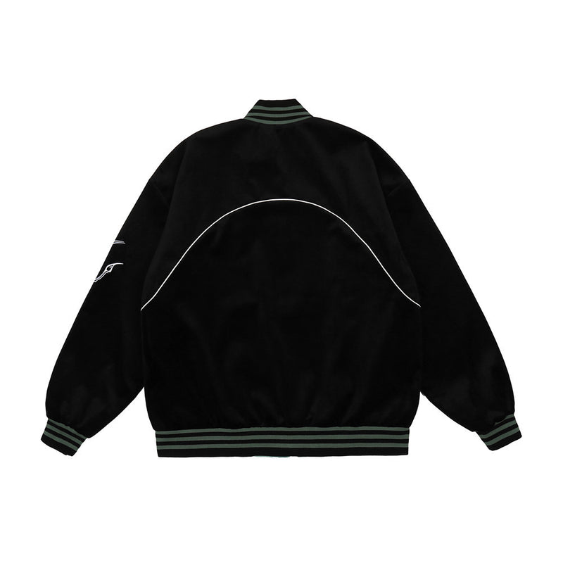 Varsity Jacket Vintage Letter Embroidery Contrast Color Velvet Jacket Men's Retro Loose Lapel Baseball Uniform