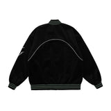 Varsity Jacket Vintage Letter Embroidery Contrast Color Velvet Jacket Men's Retro Loose Lapel Baseball Uniform
