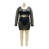 Nina Parker Black Dress plus Size Sexy Long Sleeve Narrow Dress