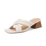 Nude Block Heel Peep Toe Chunky Heel Sandals