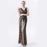 1920S Dress Sequins Dress Temperament Deep V-neck Slim-Fit Dress