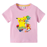 Children Pokemon Pikachu T Shirt Children Summer Clothing Short Sleeve T-shirt