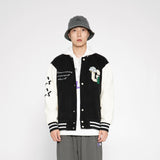 Blue Varsity Jacket Autumn Stitching Towel Embroidery Men's Baseball Uniforms Student Stand Collar Top Flight Suit