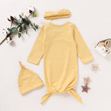 Knotted Baby God-Long Sleeve Pullover Thickened Cute Yellow Jumpsuit