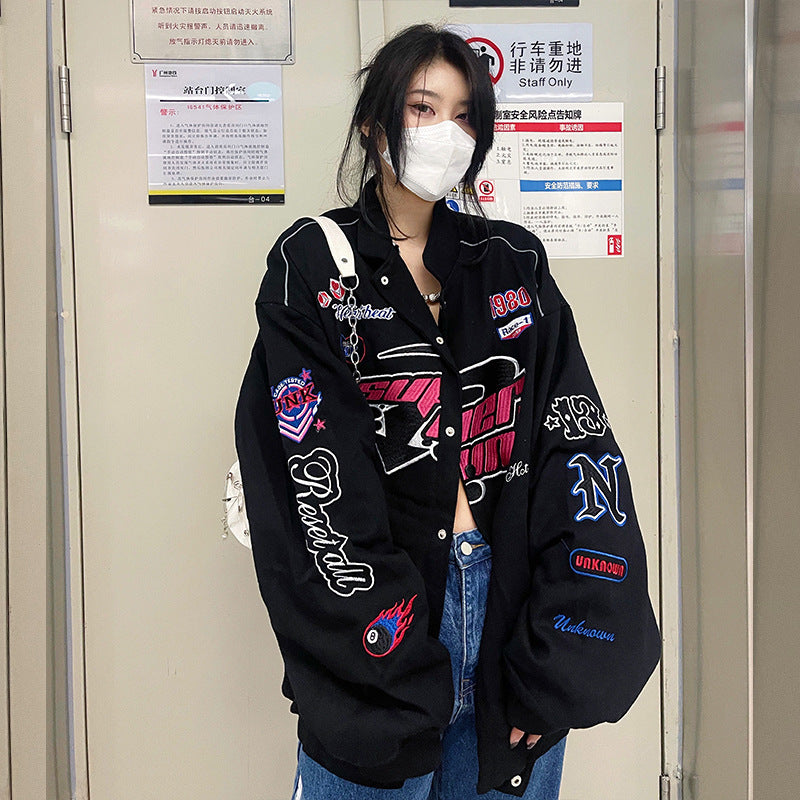 Alaska Varsity Jacket Vintage Embroidered Loose Baseball Uniform Coat