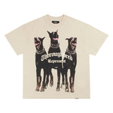 Present Thoroughbred Doberman Dog Print T-Shirt Short Sleeve Men's Loose T-shirt Summer