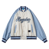 Baby Blue Varsity Jacket Multi-Color Coat Men's Retro Loose Casual Baseball Uniform