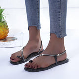 Women Open Toe Sandals Flats Summer Plus Size Slippers Beach Shoes