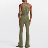 Rave Outfits Men Shorts 2 Piece Set Casual Hollow out Knitted Vest Hollow out Summer