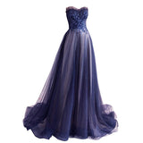 Women'S Evening Dress Ball Gown Princess Quinceanera Wedding Dresses Blue Starry Party Host Tube Top Tulle Tutu