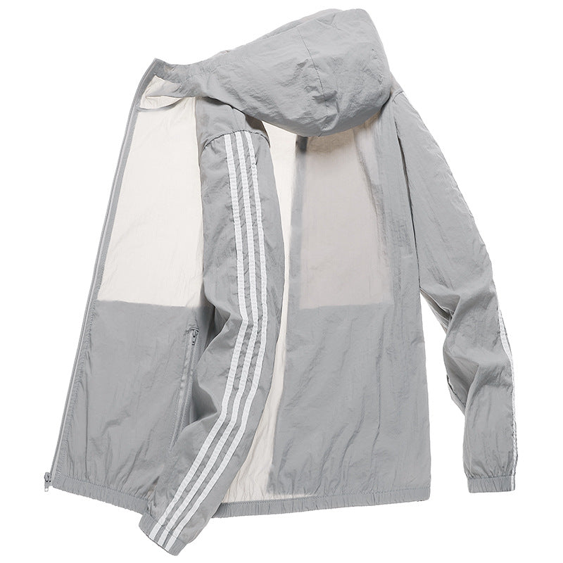 Sun Resistant Clothes Men's Summer Anorak Jacket Casual Sports Stripes
