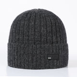 Mens Winter Hats Autumn and Winter Solid Color Outdoor Leisure Wool Hat Thickened Warm Knitted Hat