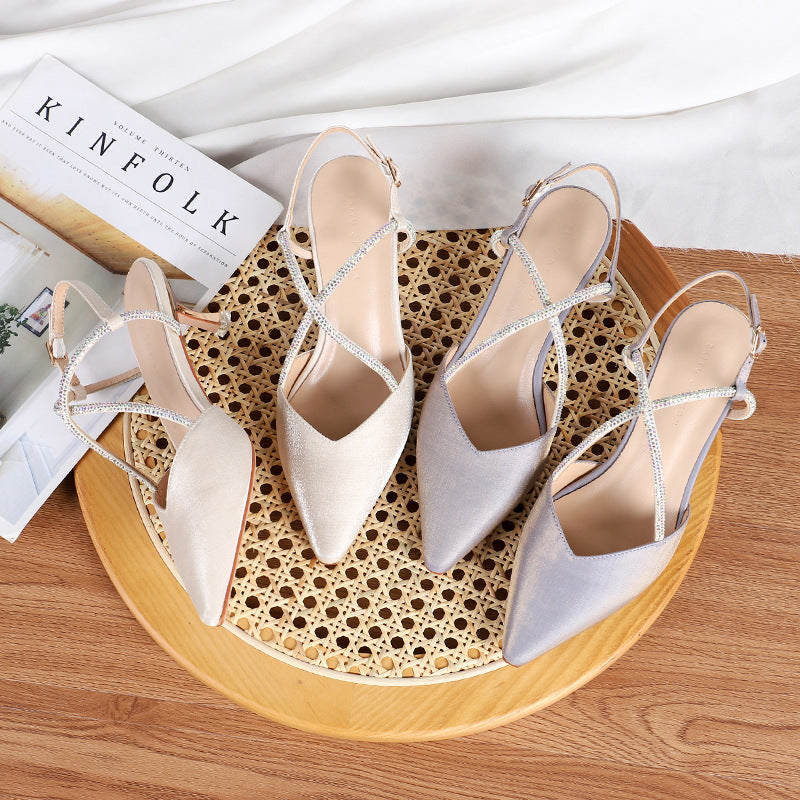 Nude Block Heels Closed Toe Sandals Women's Sandals