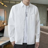 White Work Shirts Fall Men's Shirts Solid Color Loose Japanese Style Hong Kong Style Blouse Coat
