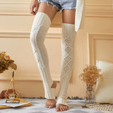 Winter Chunky Cable Thick Knit Thigh High Socks Long Stockings Boot Knitted over-the-Knee Stepping Foot Stockings