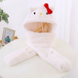 My Melody Hat Cute Cartoon Hat Scarf Gloves One-Piece Sleeve Cap StellaLou Children Autumn and Winter Plush All-in-One Warm Keeping Suit Kulomi