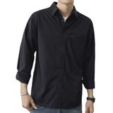 White Work Shirts Fall Men's Shirts Solid Color Loose Japanese Style Hong Kong Style Blouse Coat
