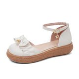 Flat Dress Sandals Spring/Summer Platform Bow Solid Color Sandals for Women