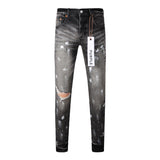 Purple Brand Jeans Ripped Paint Printed Jeans