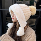 Women Winter Hats Knitted Woolen Cap Warm Earflaps Cap Thick for Women