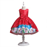 Toddler Girls Sequin Gown Dress Children's Christmas Dress Program Dress Sleeveless Cartoon Printed Maxi Dress