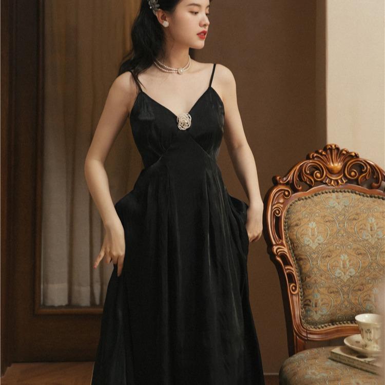 Women Retro Cottagecore Vintage Dress Summer Vintage White Suspender Sleeveless Dress Vacation Beach Dress