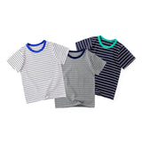 Children T Shrits Men's Summer Striped Short Sleeve T-shirt Short Sleeve