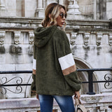 Women Winter Coats Plush Women's Clothing Jacket Long-Sleeved Striped Loose Hooded Urban Casual Jacket