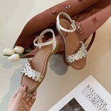 Flat Dress Sandals Summer Flat Hollowed Buckle Strap Casual Sandals