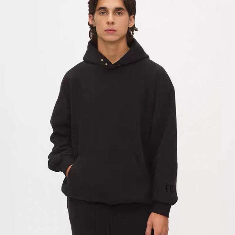 Fog Fear of God Essentials Hoodie Fg7c Flocked Printed Velvet Padded Loose Hoodie Men