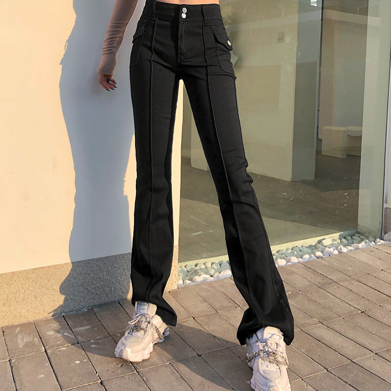 Julia Fox Low Rise Trousers Autumn Winter Sexy Low Waist Casual Trousers