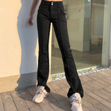 Julia Fox Low Rise Trousers Autumn Winter Sexy Low Waist Casual Trousers