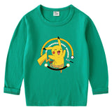 Children Pokemon Pikachu Hoodie Children's Cotton T-shirt for Spring and Autumn