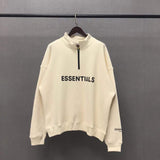 Fog Fear of God Essentials Hoodie Double Line Loose Autumn and Winter Fleece-Lined Half Zipper Hoodie