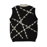 Men Sweater Vest Heart Jacquard Sleeveless Sweater Vest Men's Idle Style Loose V-neck Sweater Vest Coat