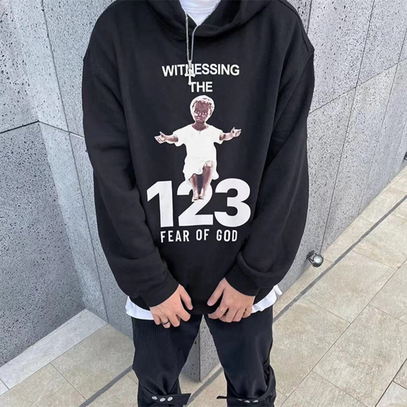 Rrr123 Hoodie Little Angel Hoodie Vintage Velvet Padded Hooded Sweatshirt