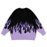 Mens Fall Outfits Gradient Flame Jacquard Butterfly Embroidered Couple Sweater Oversize Loose Knitted Top